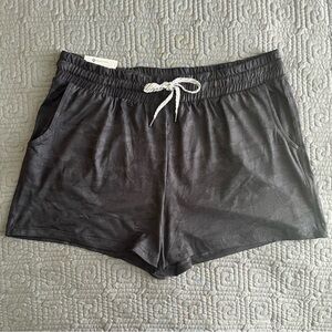Women's Athletic Black Camouflage Drawstring Shorts - Plus Size